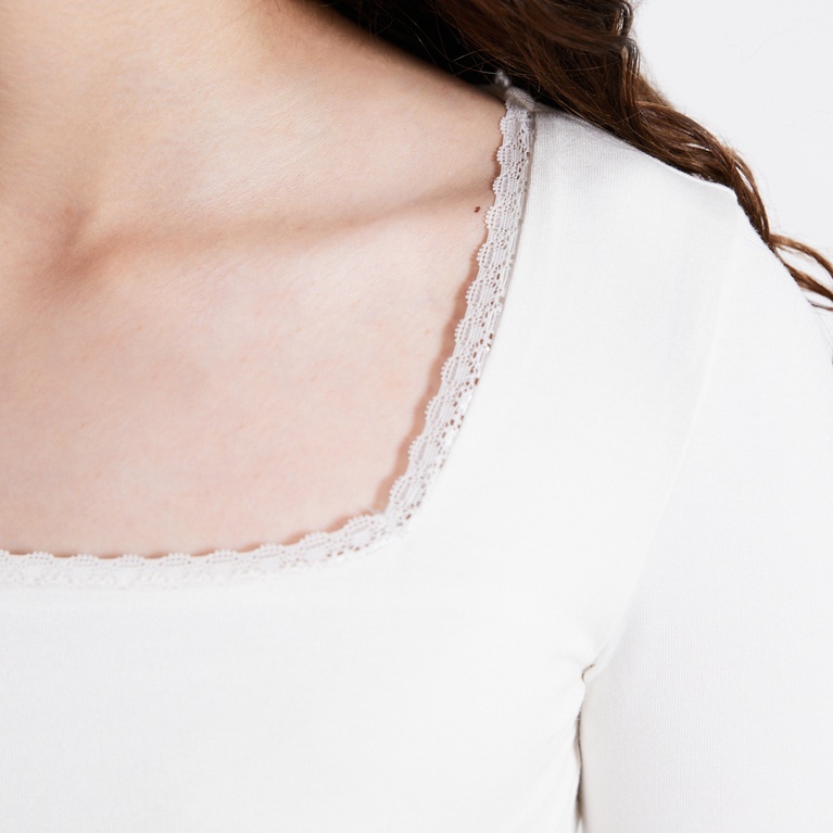 Long sleeve lace top "Agda" Off white